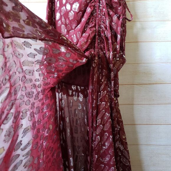 Veronica Beard Silk Metallic One Shoulder Ruffle Asymmetric Midi Dress Size 6 - Picture 4 of 10